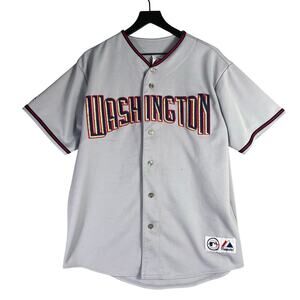 Majestic Washington Nationals Gray MLB Jersey Men’s XL Button Front Baseball